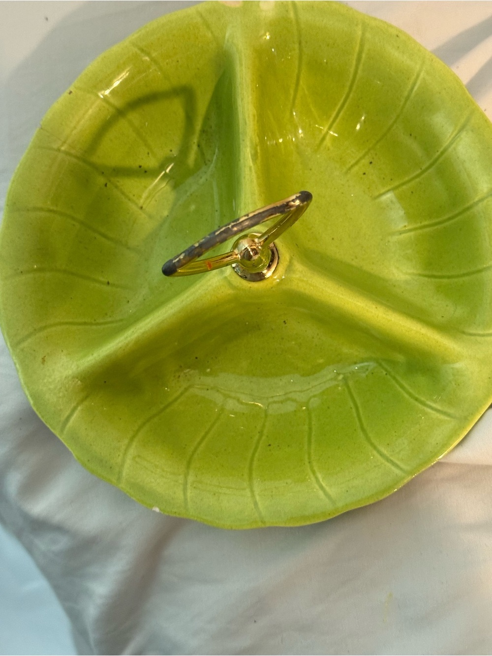 Vintage Lane & Co #3000 Avocado Green Divided Serving Dish MCM California Potter
